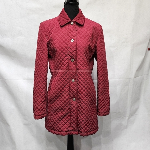White Stag Quilted Maroon Mini Trench Jacket 100% Polyester Size S 4-6 - Picture 2 of 7